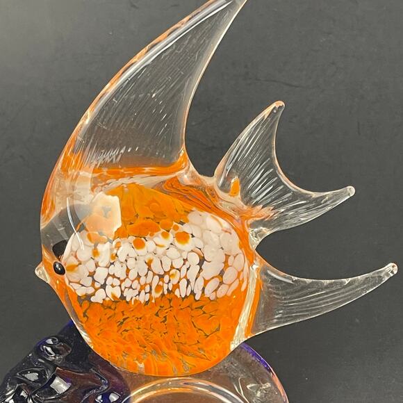 Art Glass Orange Fish Partylite Candle Tea Light Holder 6” - Picture 2 of 6